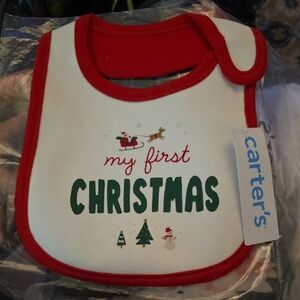Carter's Festive Christmas Bib - Red, Green, and White